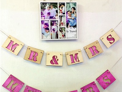 Dây treo chữ và khung ảnh Vintage ngày cưới