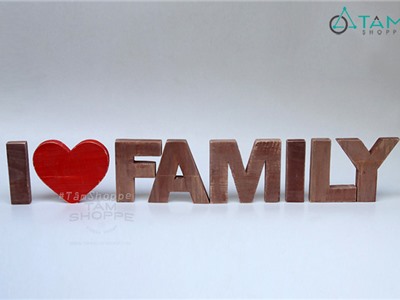 Bộ chữ gỗ I love Family