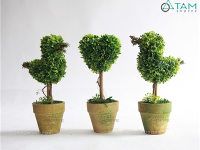 Chậu cây Vintage hình trái tim, con chim để bàn số 35