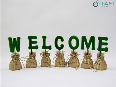 Bộ cây chữ WELCOME rêu xanh Vintage