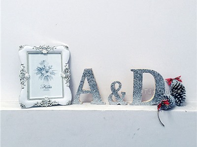 Chữ gổ đám cưới Handmade phủ kim tuyến A&D