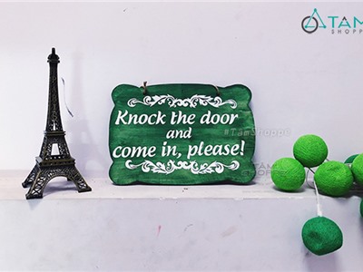 Bảng gỗ treo cửa handmade KNOCK THE DOOR