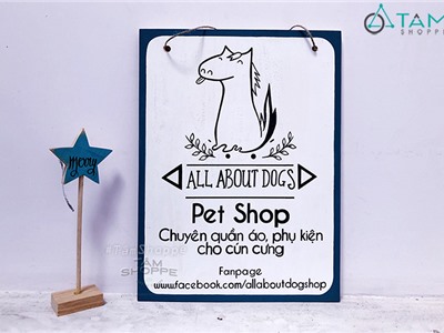 Bảng hiệu gỗ treo Pet Shop ALL ABOUT DOGS