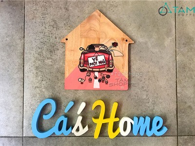 Bảng hiệu gỗ vẽ tay Cá's Home