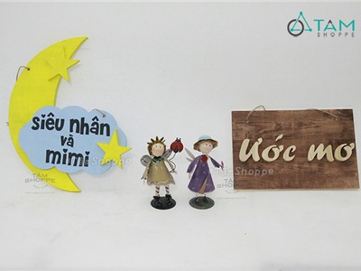 Bộ bảng treo cửa gỗ ƯỚC MƠ - SIÊU NHÂN & MIMI