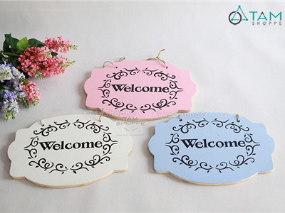 Bảng Welcome gỗ vinatge Số 04 (Có nhiều màu chọn)