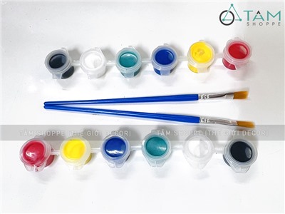 Vỉ 6 màu vẽ Acrylic cơ bản 3ml kèm cọ DCHM-MV-01
