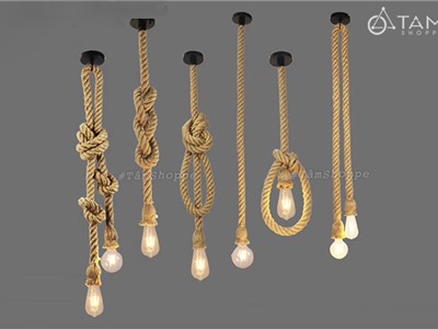 Đèn thả trần dây thừng sợi treo đơn giản FE-ĐTTDT-04