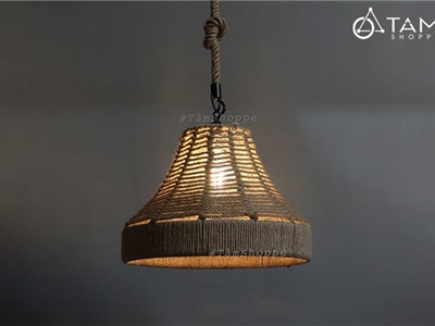 Đèn thả trần dây thừng khung sắt phễu ngược FE-ĐTTDT-09