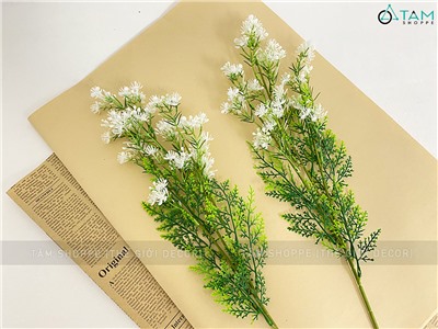 Cành hoa bi sao to màu trắng [Hoa dày - Dài 70cm] CANHHOA-04