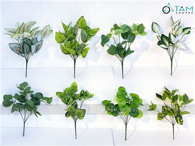 Cành lá cây giả 7 nhánh nhiều kiểu [Loại đẹp - Cao 35cm] CANHLA-03