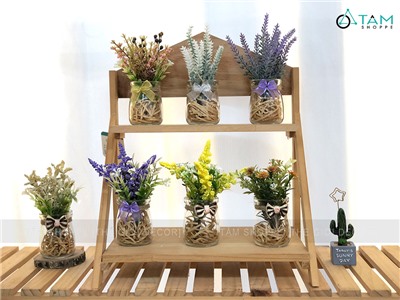 Chậu hoa mini để bàn hủ thuỷ tinh lót rơm nhiều kiểu CHGDB-LXK-01