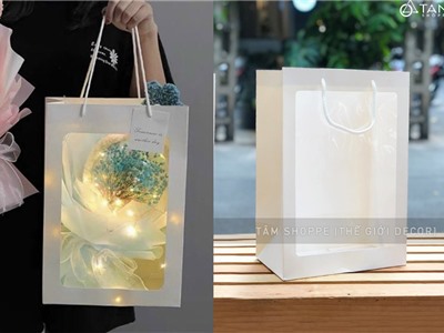 Túi giấy đựng quà cửa sổ trong suốt màu trắng TGDQ-01