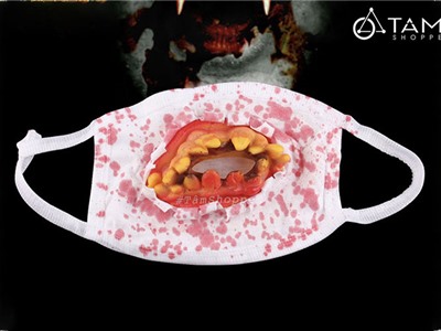 Khẩu trang hàm răng dính máu kinh dị hóa trang Halloween