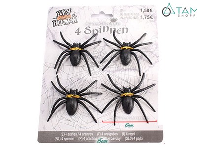 Set 04 con nhện giả trang trí màu đen bằng nhựa ĐK 6-7cm