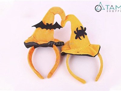 Cài tóc Halloween hình nón phù thủy màu bí ngô dơi nhện HLW-CAI-07