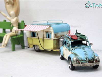 Mô hình xe ô tô kéo cửa hàng rong Vintage dài 43cm MHS-XE-13