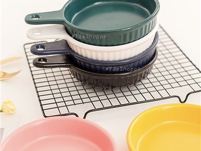 Chảo gốm sứ cao cấp tròn có tay cầm trơn màu Nordic Style