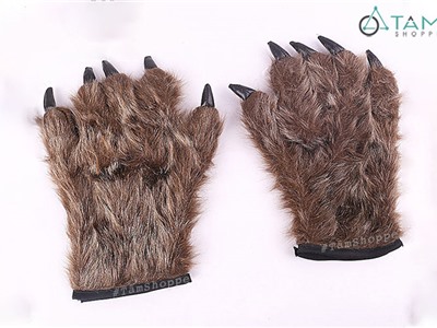 Cặp 02 găng tay móng vuốt người sói có lông D25cm HLW-GT-03