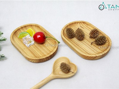 Khay gỗ dĩa nhỏ chữ nhật bo cạnh 12x8cm W-KHAY-32