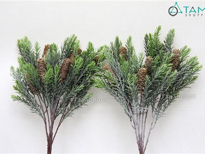 Cành lá thông dầu có trái bụi 6 nhánh D40cm F-CHG-106