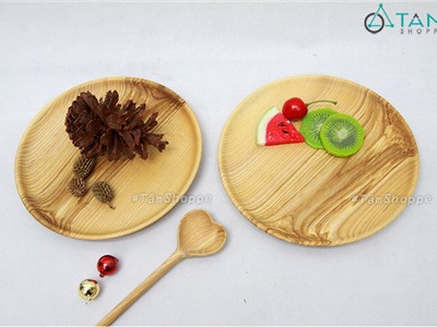 Khay gỗ dĩa tròn phay lõm ĐK20cm W-KHAY-33