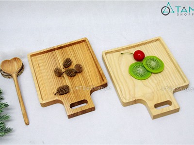 Khay gỗ hình vuông có tay cầm W-KHAY-34