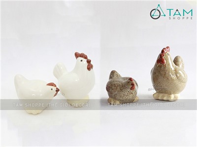 Bộ 2 tượng gà gốm trống mái TCV-GA-01