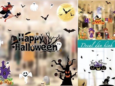Set Decal Halloween dán kính bằng nuớc không keo nhiều chủ đề HLW-DECAL-04 