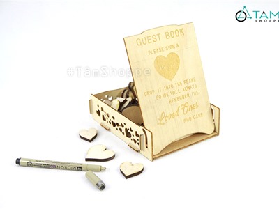 Hộp guest book gỗ lắp rắp trang trí cưới TTC-011
