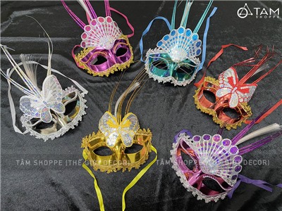  Mặt nạ dạ hội nửa mặt lông ba chỉa có đèn Led [Sẵn pin - Nhiều màu chọn] MATNA-106