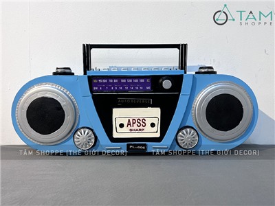Mô hình máy catssette radio cổ điển xanh biển tỷ lệ 1:1 MHVT-MCSR-02