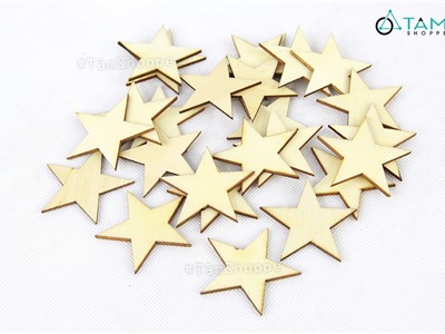 Bịch 25 ngôi sao gỗ trang trí cưới TTC-13