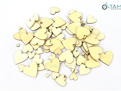 Bịch 100 Trái tim gỗ lớn nhỏ trang trí cưới TTC-12