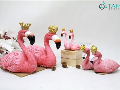 Bộ 2 tượng chim hồng hạc King Queen đang nằm TCV-HHAC-01
