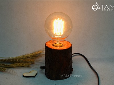 Đèn ngủ để bàn Gốc cây tự nhiên kèm bóng đèn sợi đốt G80