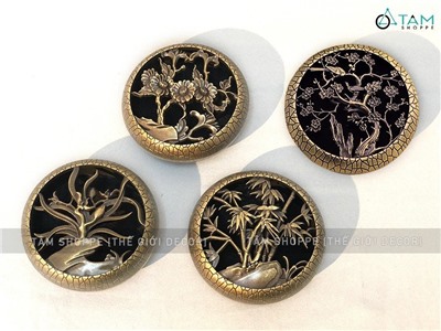 Lò đốt trầm hương bát tròn nắp họa tiết 3D hợp kim LXTH-DOT-01