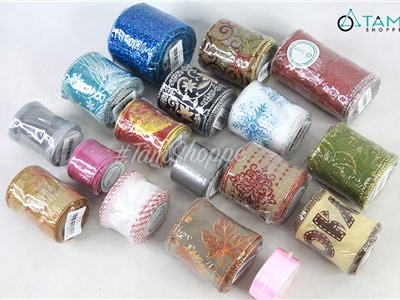 Ruy băng vải họa tiết bản nhỏ từ 2- dưới 5cm nhiều kiểu (Cuộn 3m) RB-06