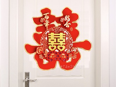 Set 02 chữ song Hỷ dán tường đám cưới ĐK60cm CHU-GIAY-01