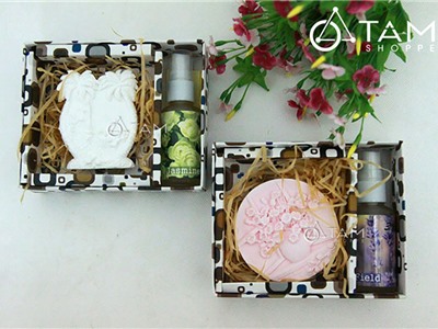 Set 01 miếng thạch cao tự tỏa hương + chai tinh dầu xịt 30ml