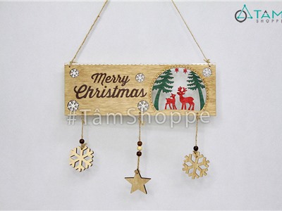 Bảng treo cửa Giáng sinh bằng gỗ Merry Christmas BTCNOEL-29