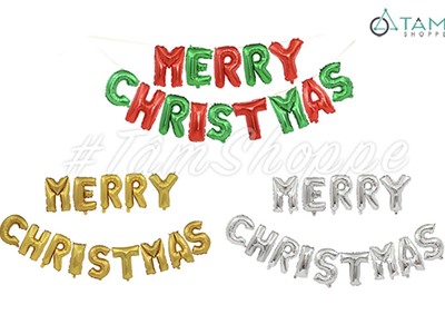 Bong bóng kiếng chữ MERRY CHRISTMAS 30cm BBK-NOEL-01