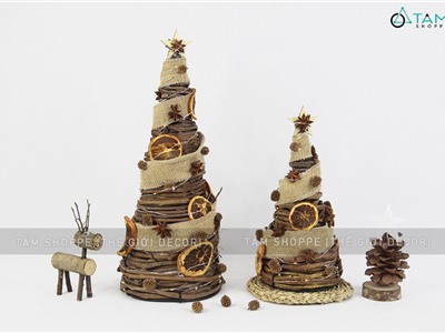 Cây thông Noel dây rừng lát cam khô hoa hồi trang trí sẵn C30-45cm CTHTTS-X-01