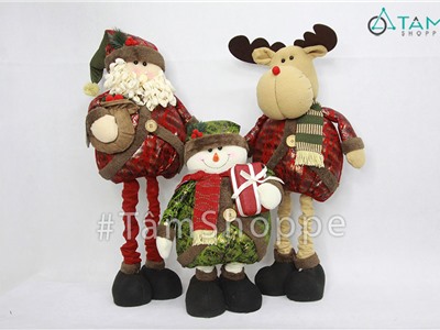 Thú nhồi bông ông già noel tuần lộc người tuyết chân rút QTNOEL-05