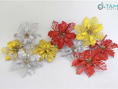 Set 3 hoa trạng nguyên kim tuyến số 16 ĐK 15cm