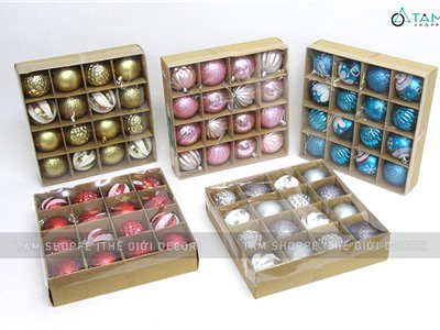 Hộp 16 trái châu Noel nhiều kiểu ngẫu nhiên ĐK6cm X-TRCH-24