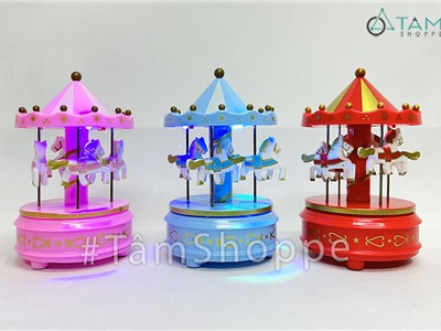 Hộp nhạc giáng sinh vòng xoay ngựa dây cót HNHAC-01