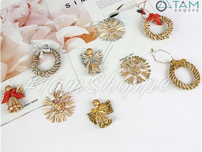 Hộp 08 phụ kiện mây thủ công 4 kiểu treo Noel X-HPK-10