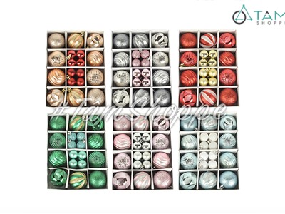Hộp 26 trái châu Noel màu Pastel 2 kích cỡ ĐK3-6cm X-TRCH-18