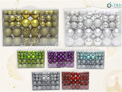  Hộp vali 100 trái châu Noel 4 kiểu nhiều cỡ Đk3-4-6cm TRCH-X-20